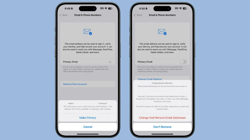 阿瓦提苹果手机维修分享苹果 iOS 18.1 支持设置“主要”邮箱地址并更改 iCloud 邮箱 